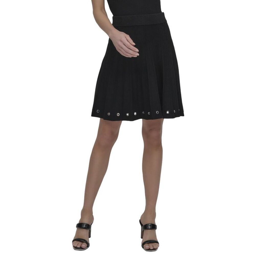 Dkny Womens  Logo Grommet Sweater Skirt, Black